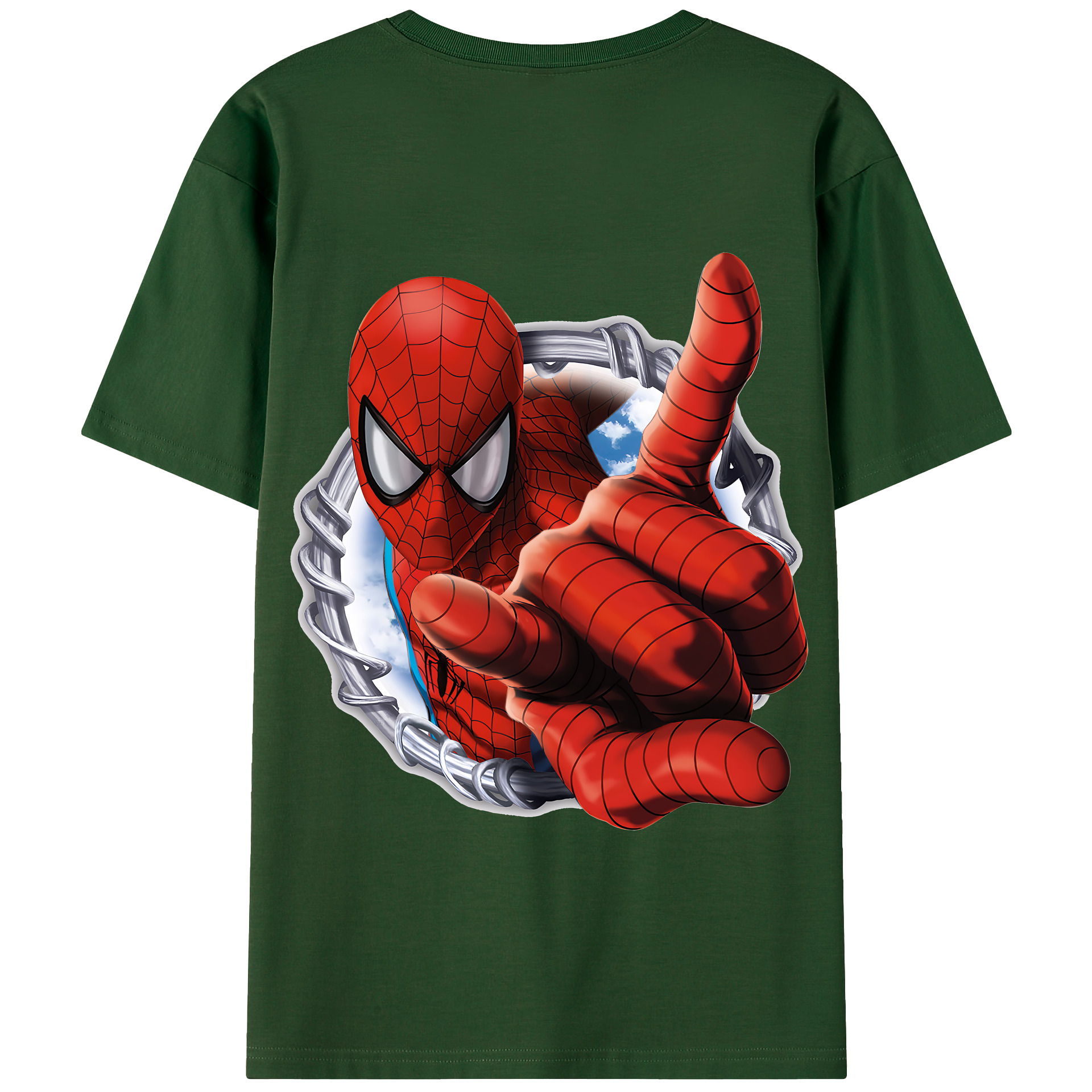（画像用） Spider Man スパイダーマン 綿100％半袖Tシャツ（背面プリント）